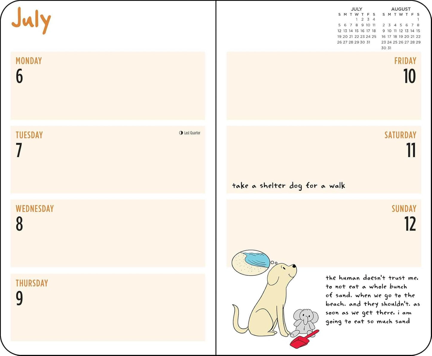 Thoughts of Dog 12-Month 2026 Weekly/Monthly Planner Calendar