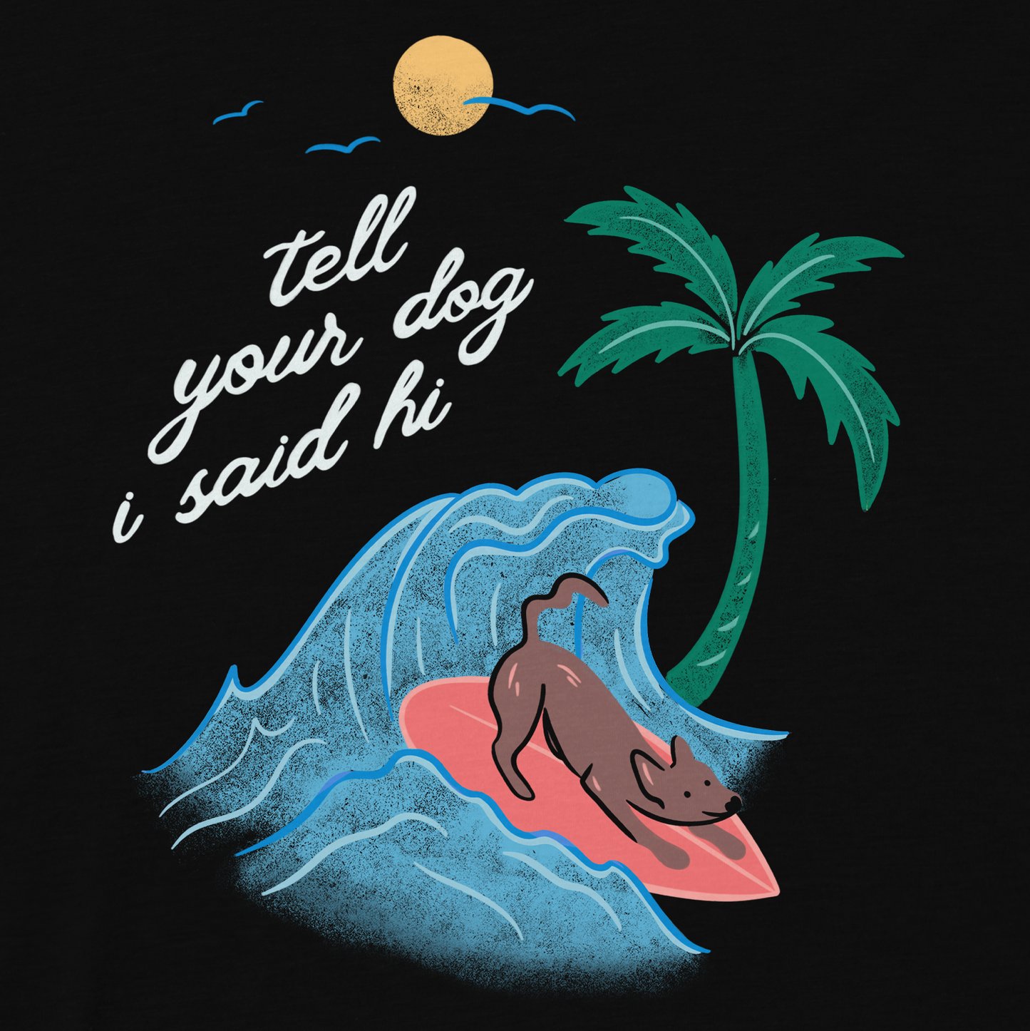 Surfing Dog Tee - Black