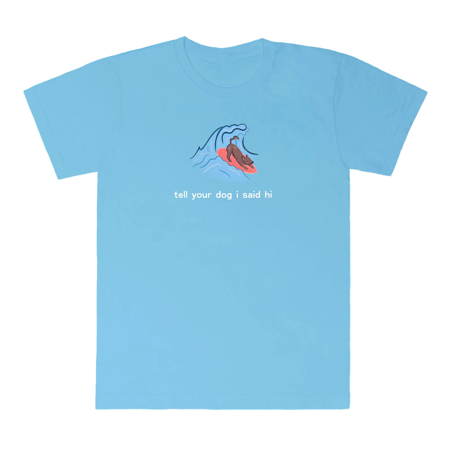 Surfing Dog Tee - Light Blue