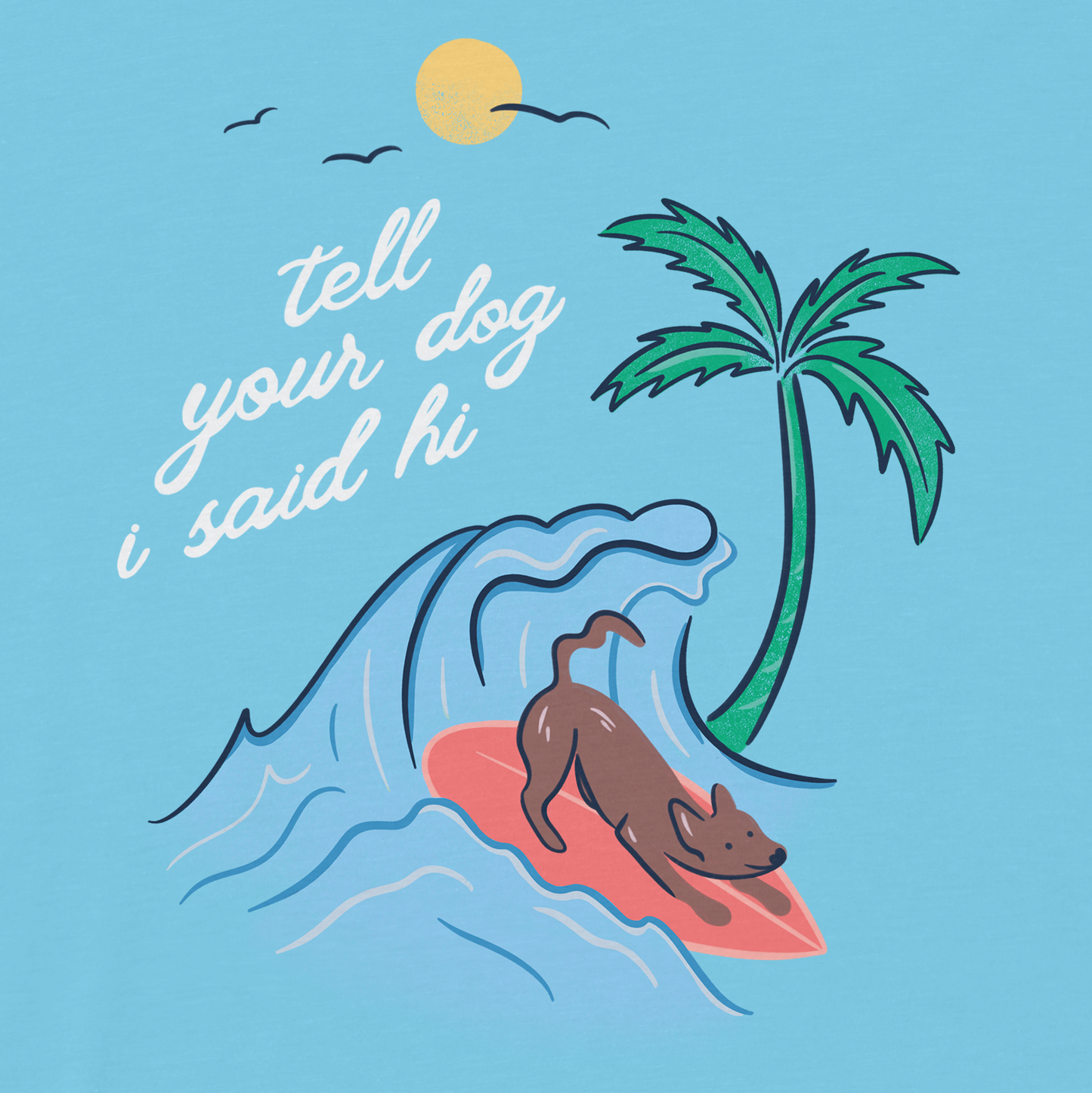 Surfing Dog Tee - Light Blue