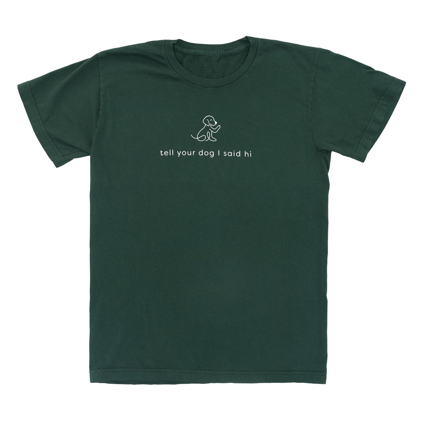 Waving Dog Tee - Dark Green