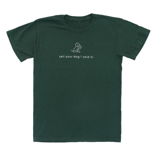 Waving Dog Tee - Dark Green