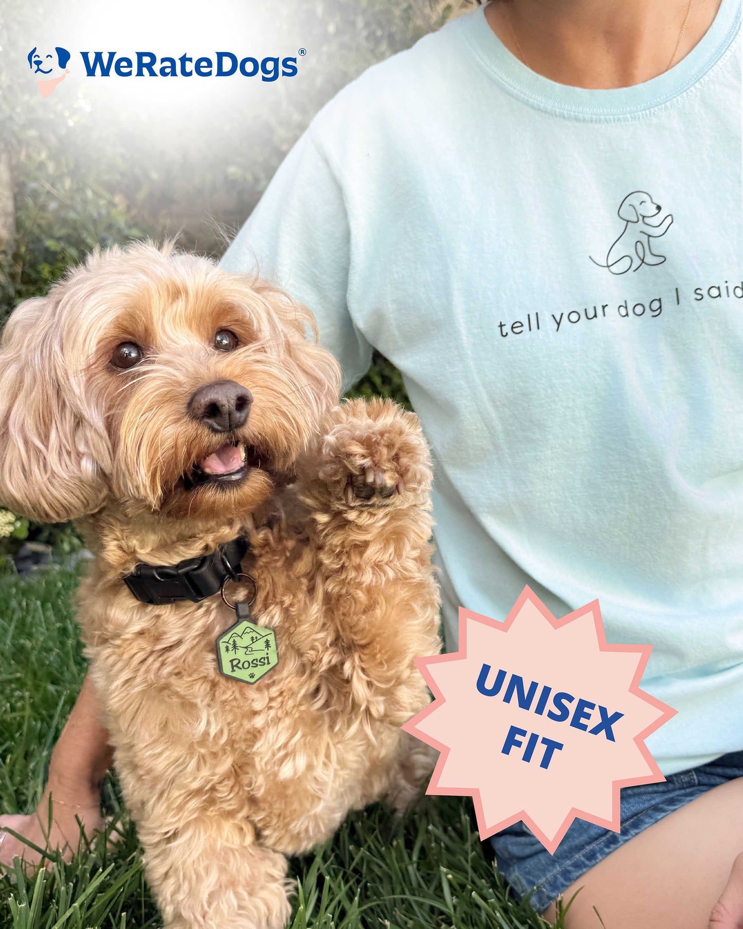 Waving Dog Tee - Spun Sugar