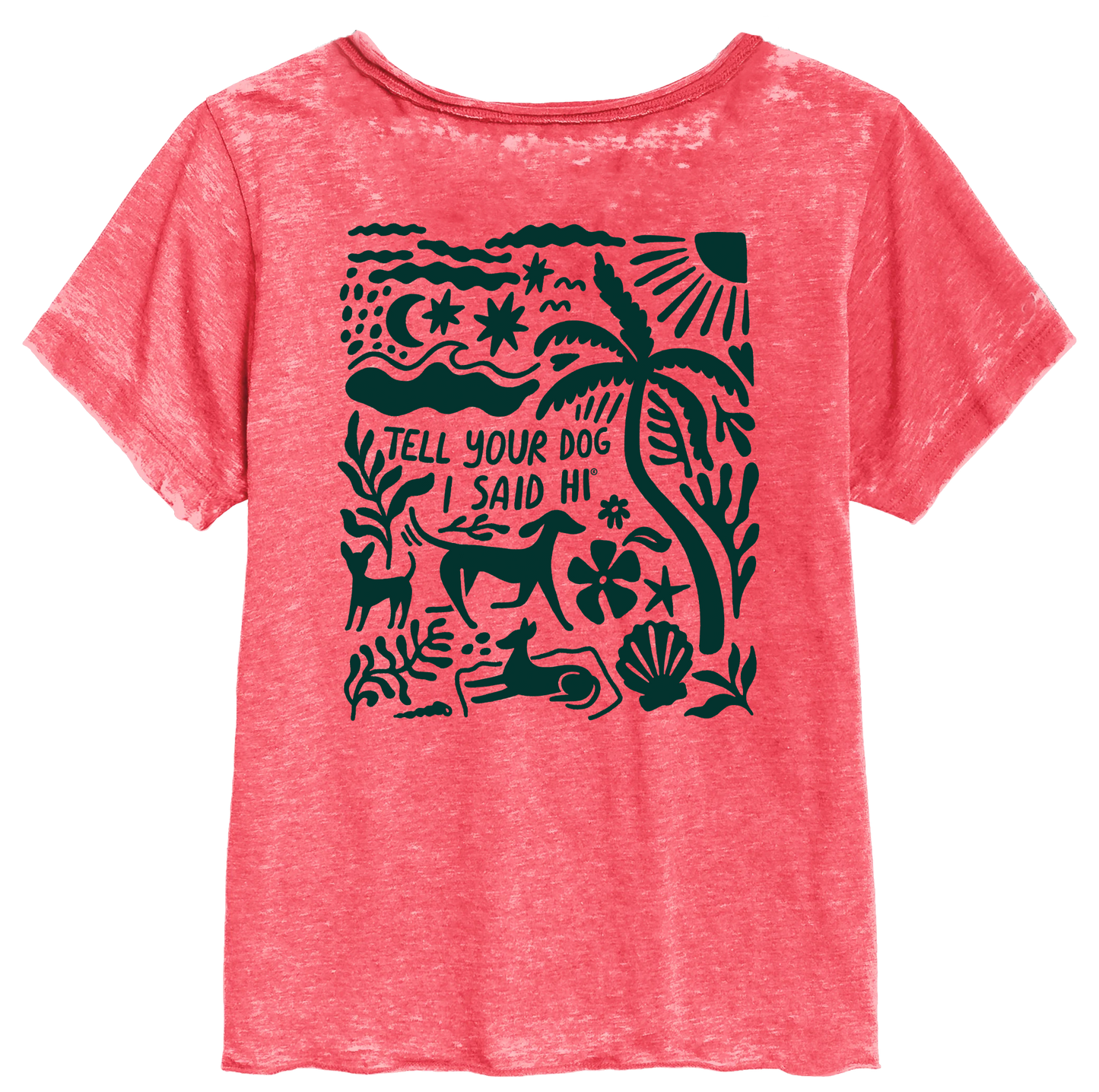 Seaside Silhouettes Burnout V-Neck - Heather Hibiscus