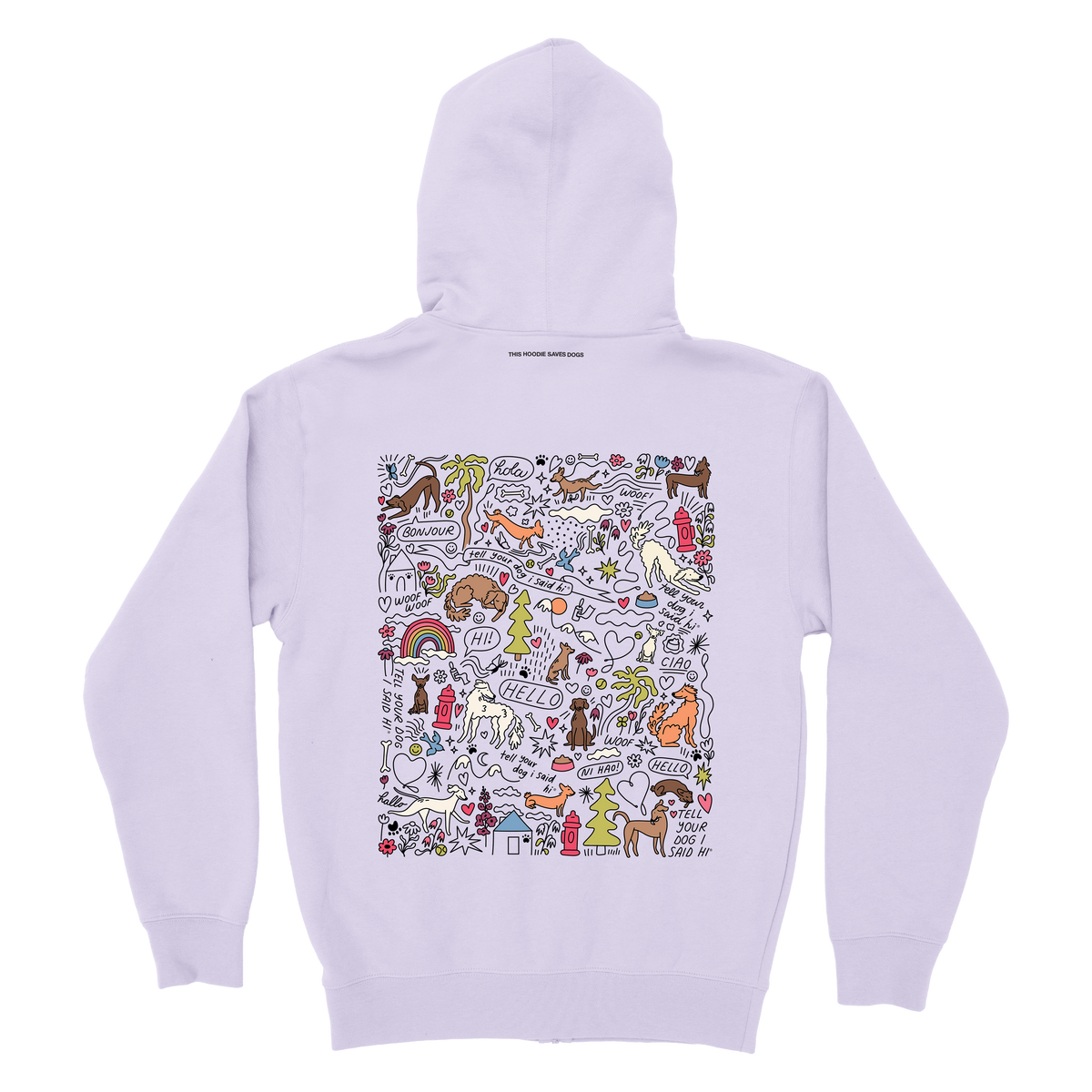 Community Doodle Zip Hoodie - Lavender