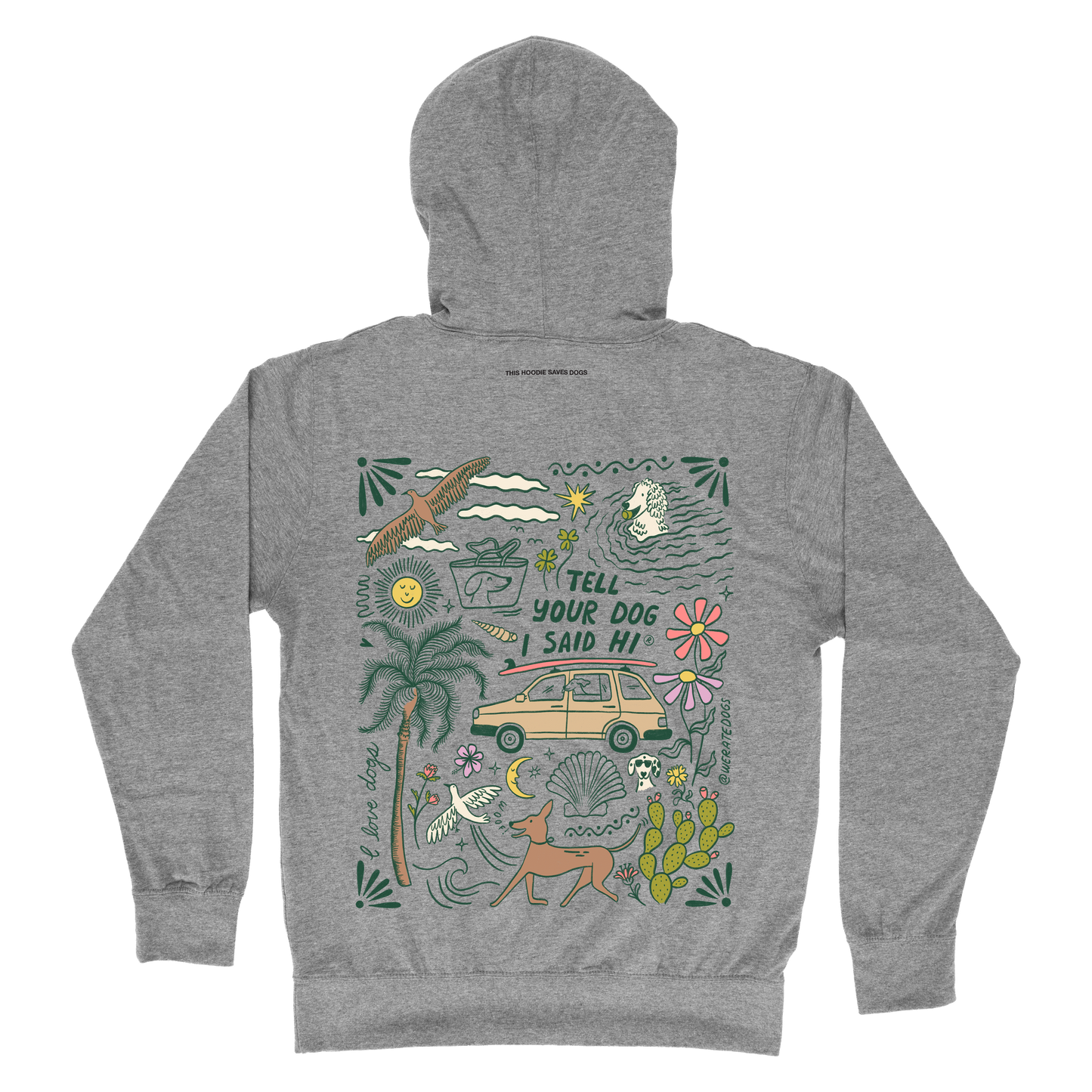 Roadtrip Doodles Lightweight Hoodie - Gunmetal Heather