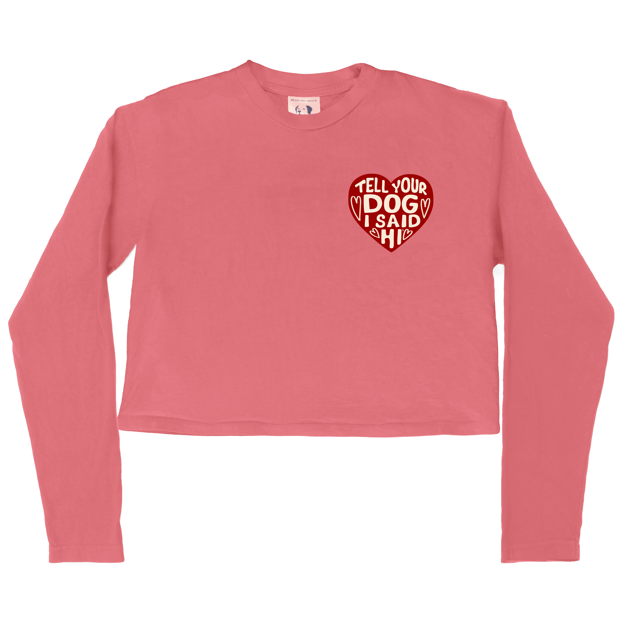 Heart Badge Womens Long Sleeve Crop Top - Pink – WeRateDogs