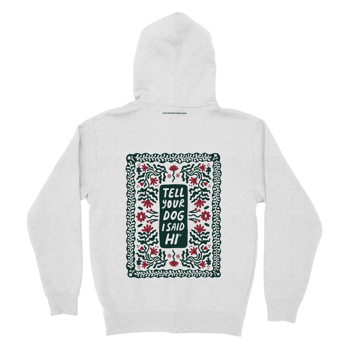 Winter Florals Zip Hoodie - Ash Grey