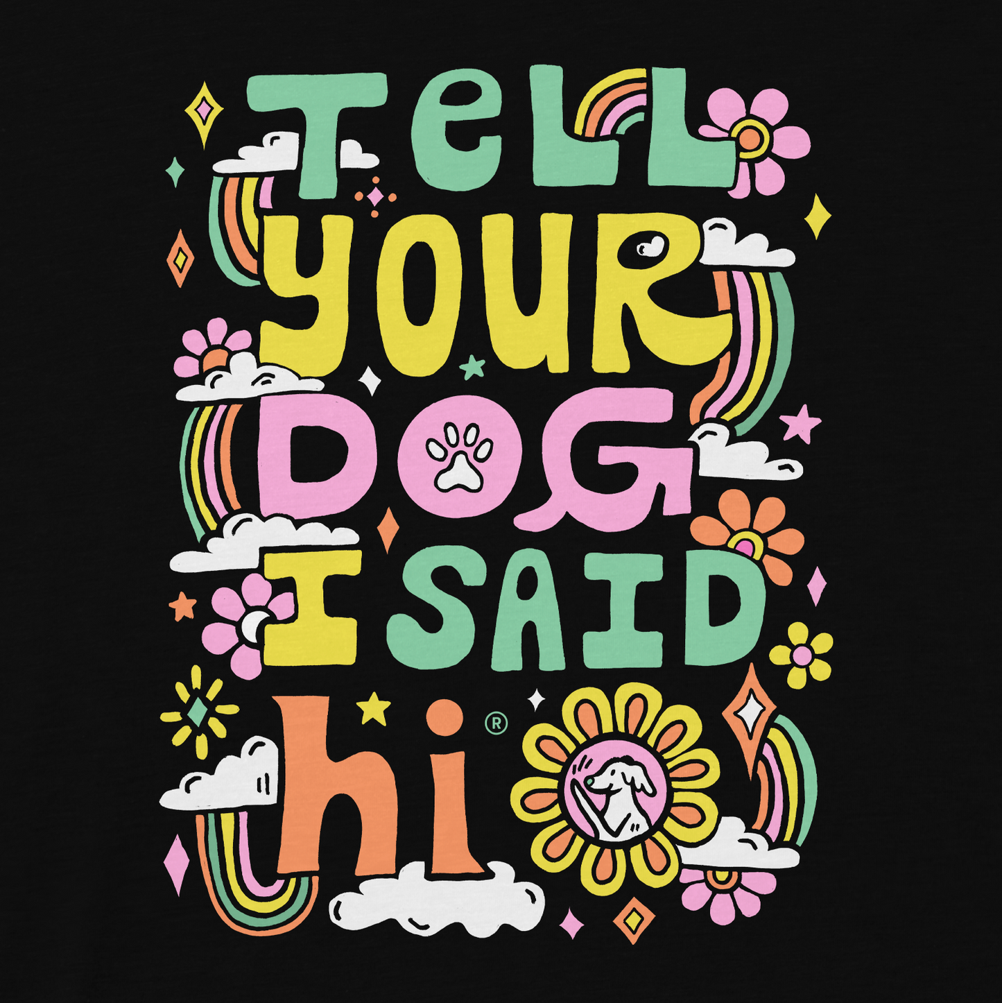 Rainbow Bloom Tee - Black