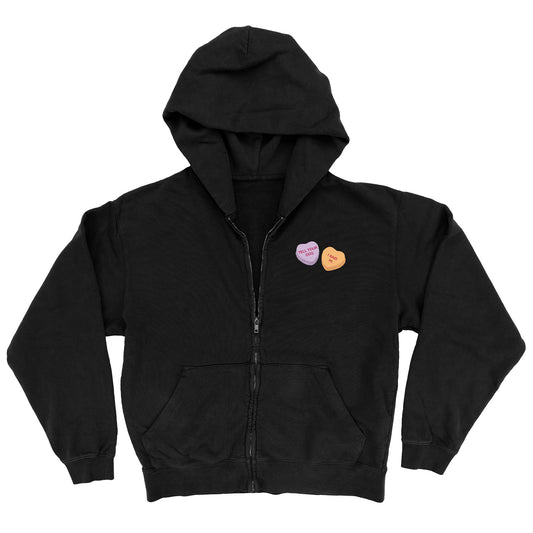 Candy Heart Zip Hoodie - Black