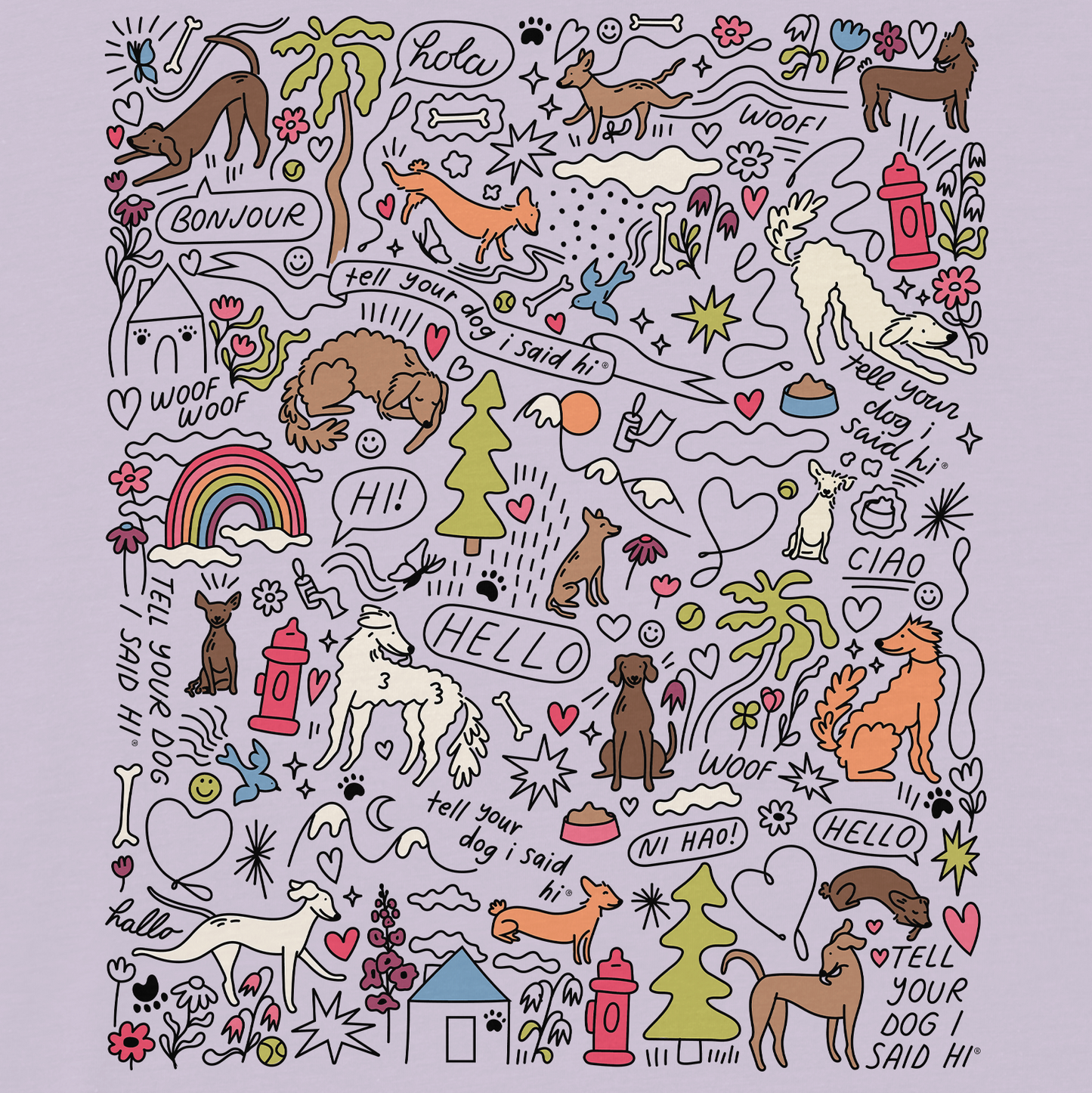 Community Doodle Long Sleeve Tee - Lavender