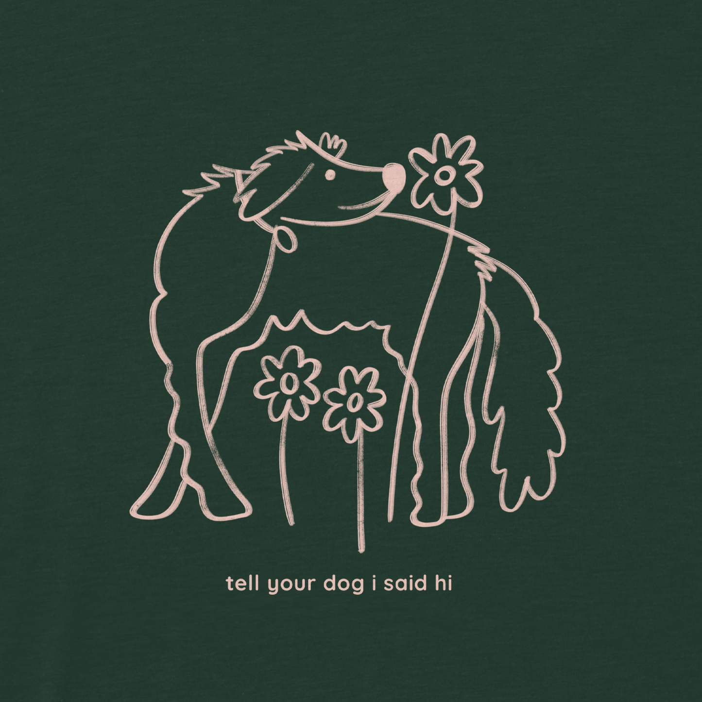 Flower Dog Tee - Dark Green