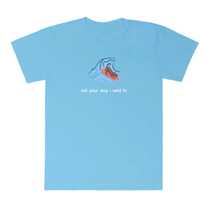 Surfing Dog Tee - Light Blue