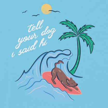 Surfing Dog Tee - Light Blue