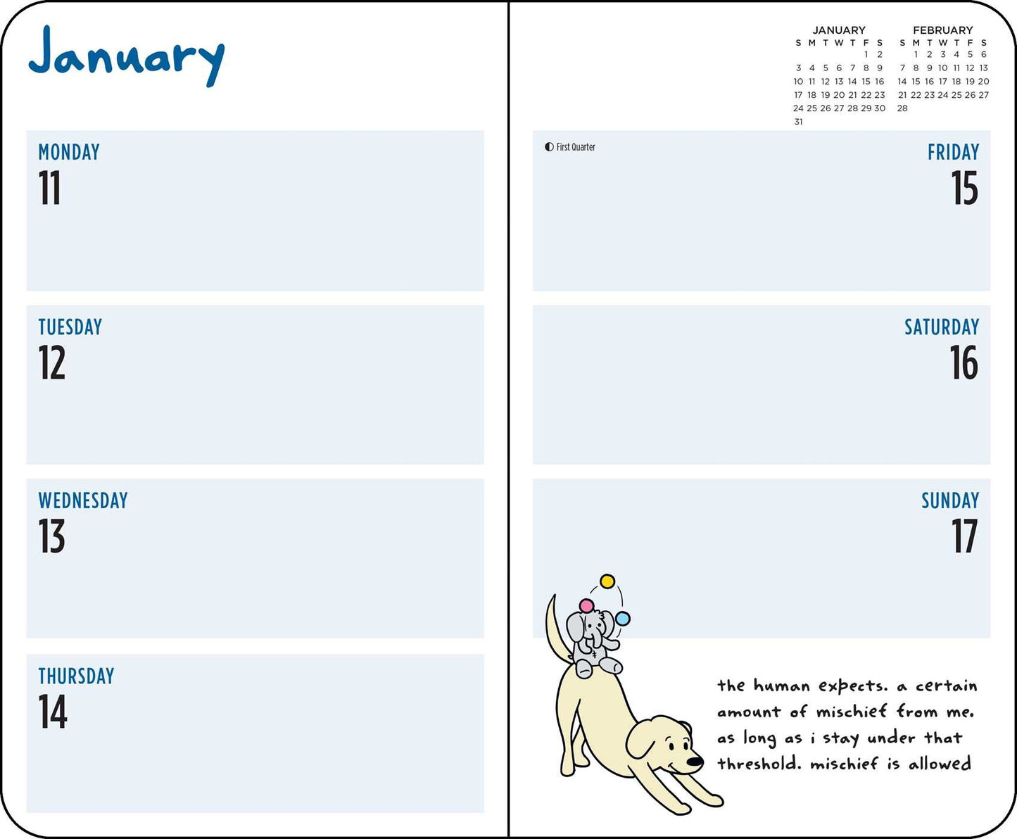 Thoughts of Dog 12-Month 2027 Weekly/Monthly Planner Calendar