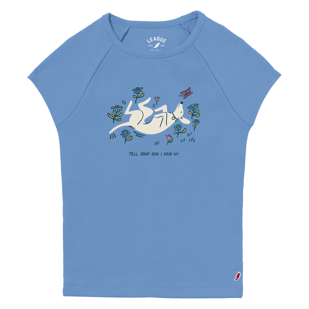 Butterfly Baby Retro Rib Baby Doll Tee - Power Blue