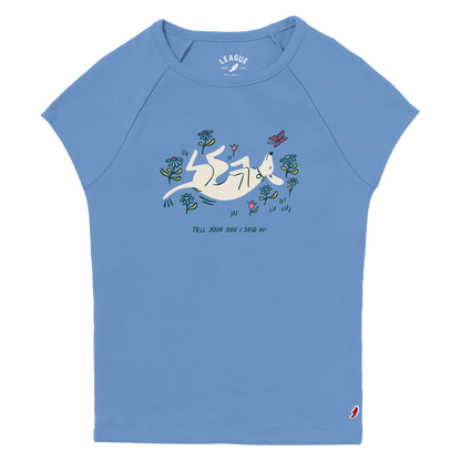 Butterfly Baby Retro Rib Baby Doll Tee - Power Blue