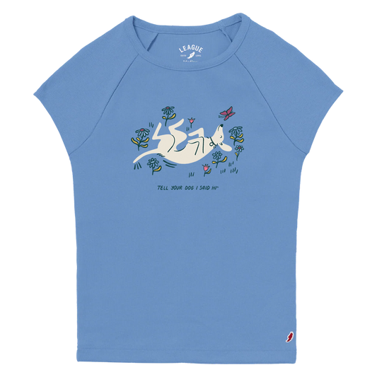 Butterfly Baby Retro Rib Baby Doll Tee - Power Blue