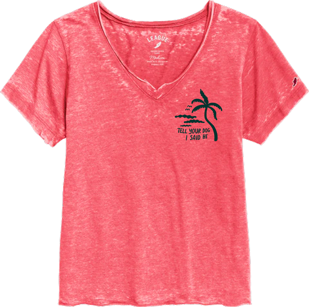 Seaside Silhouettes Burnout V-Neck - Heather Hibiscus