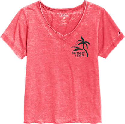 Seaside Silhouettes Burnout V-Neck - Heather Hibiscus
