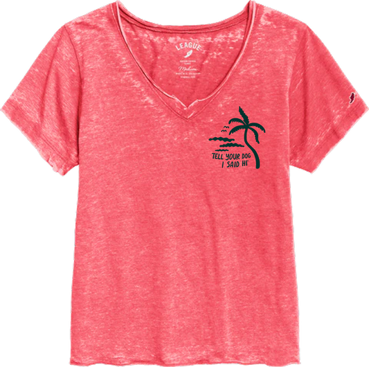 Seaside Silhouettes Burnout V-Neck - Heather Hibiscus