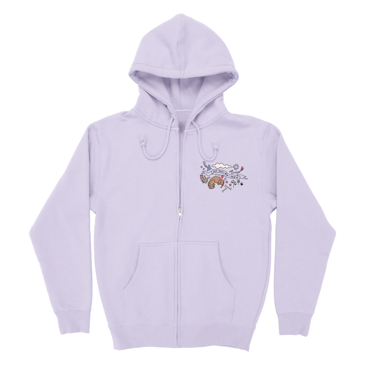Community Doodle Zip Hoodie - Lavender