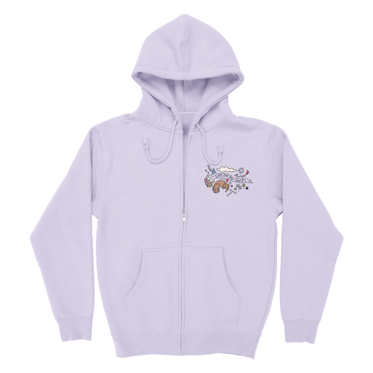 Community Doodle Zip Hoodie - Lavender