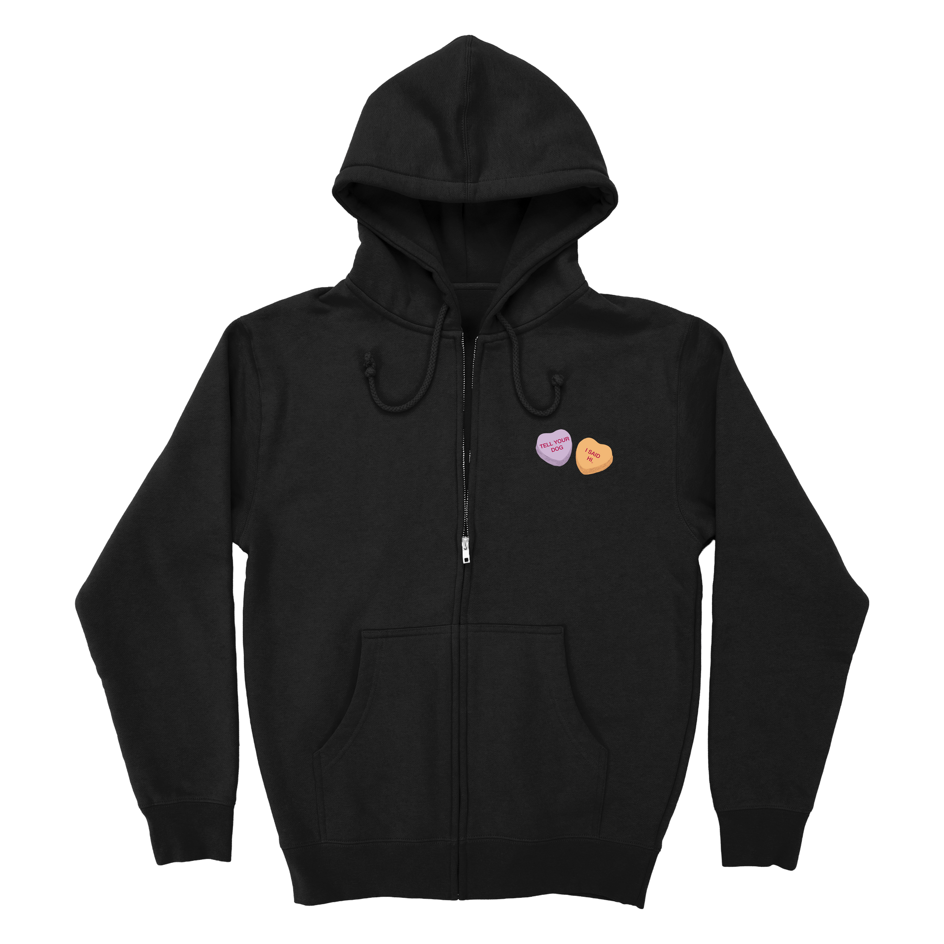 Candy Heart Zip Hoodie - Black – WeRateDogs Candy Heart Zip Hoodie - Black – WeRateDogs