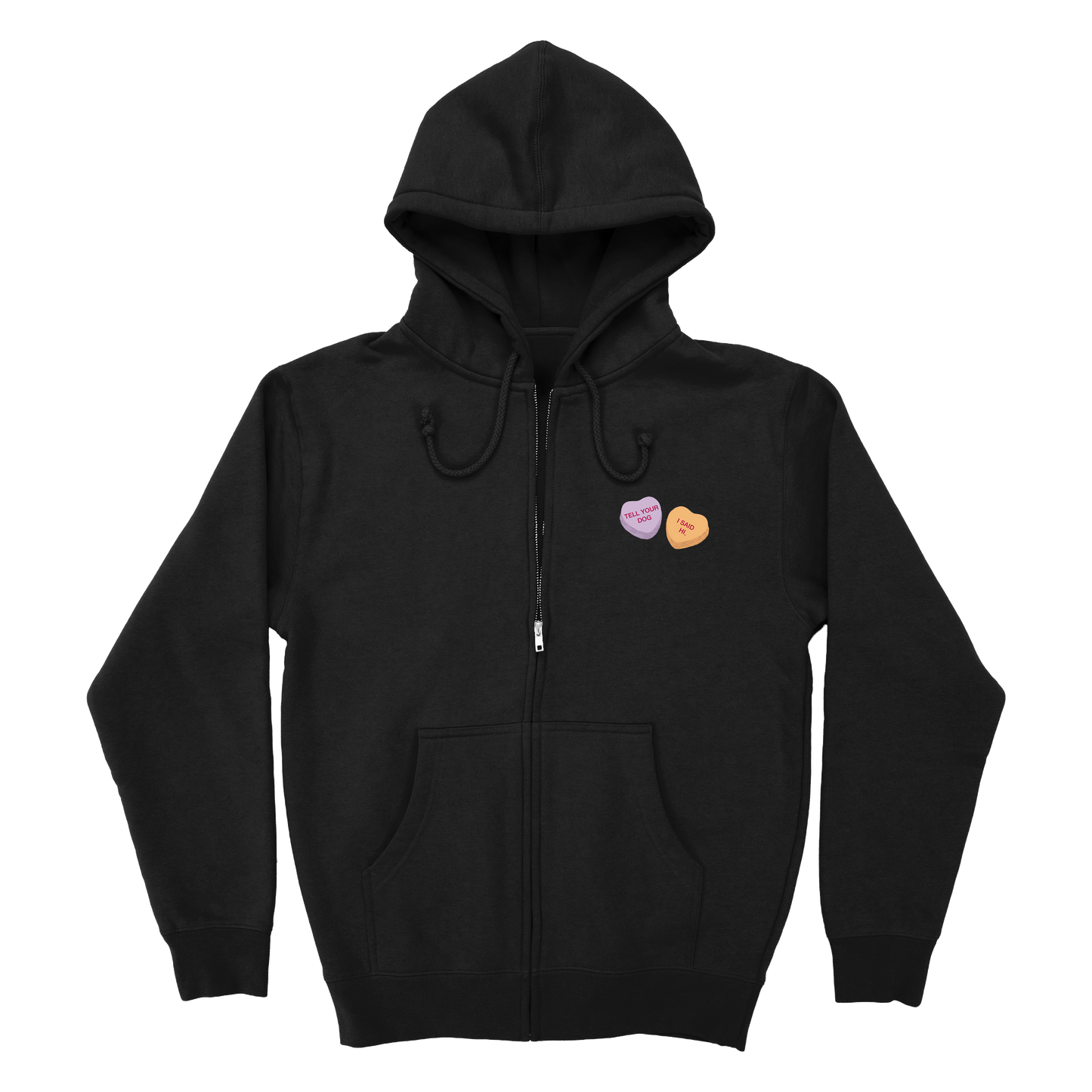 Candy Heart Zip Hoodie - Black