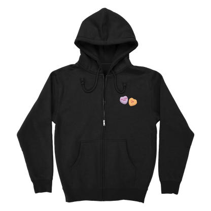 Candy Heart Zip Hoodie - Black