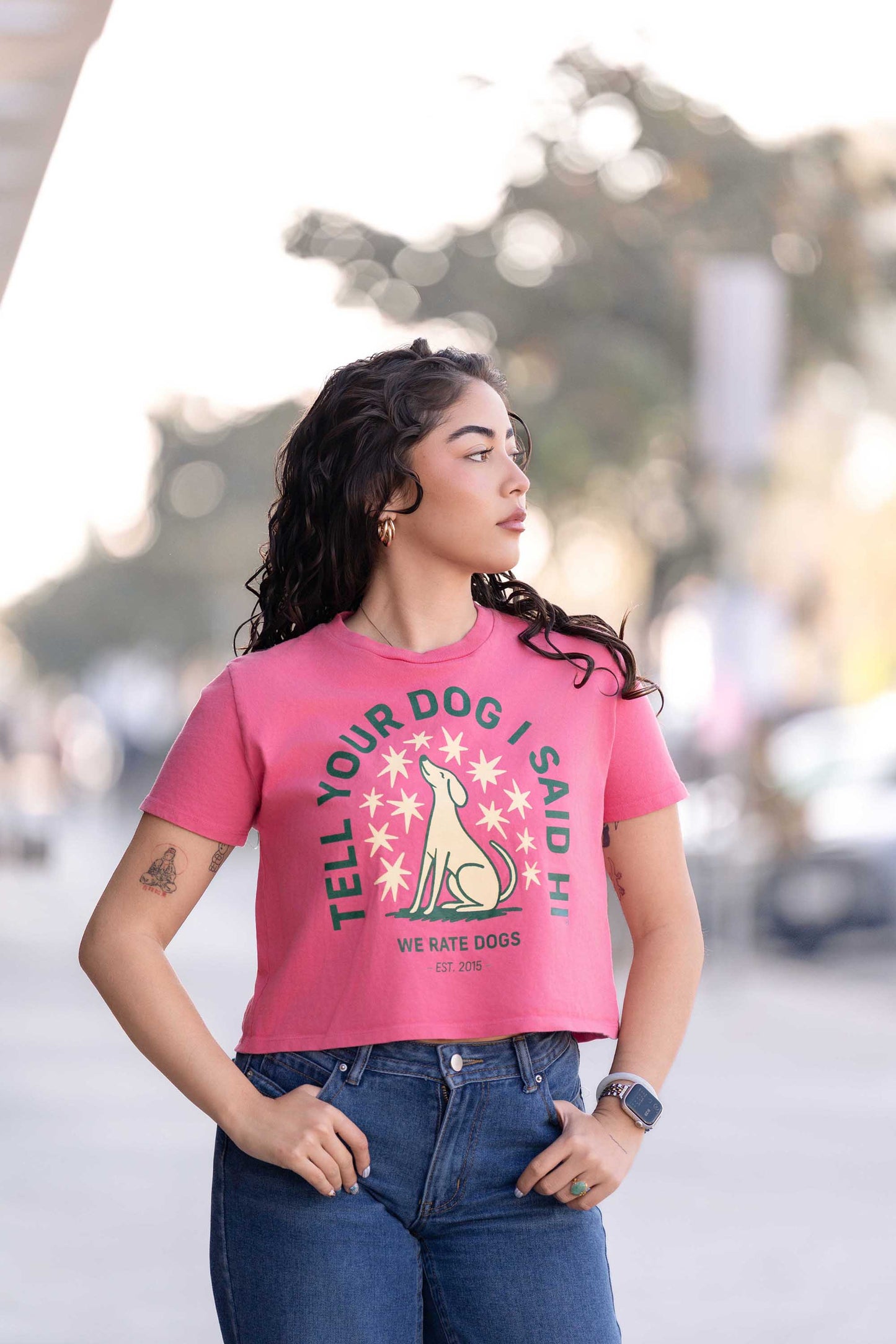 Starry Night Crop Top Tee - Pigment Pink