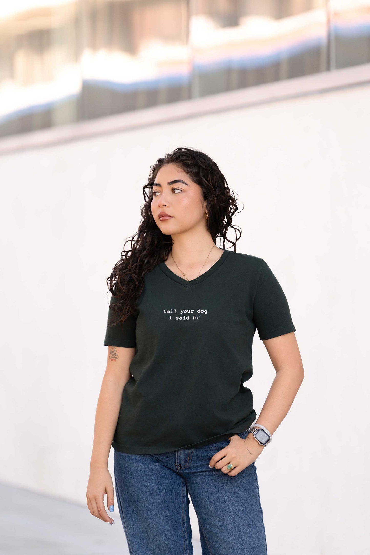 Classic V-neck Women's Tee - Dark Green