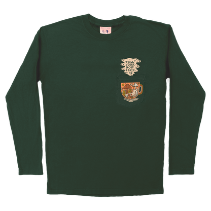 Cup of Cozy Pocket Long Sleeve - Dark Green