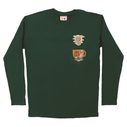 Cup of Cozy Pocket Long Sleeve - Dark Green