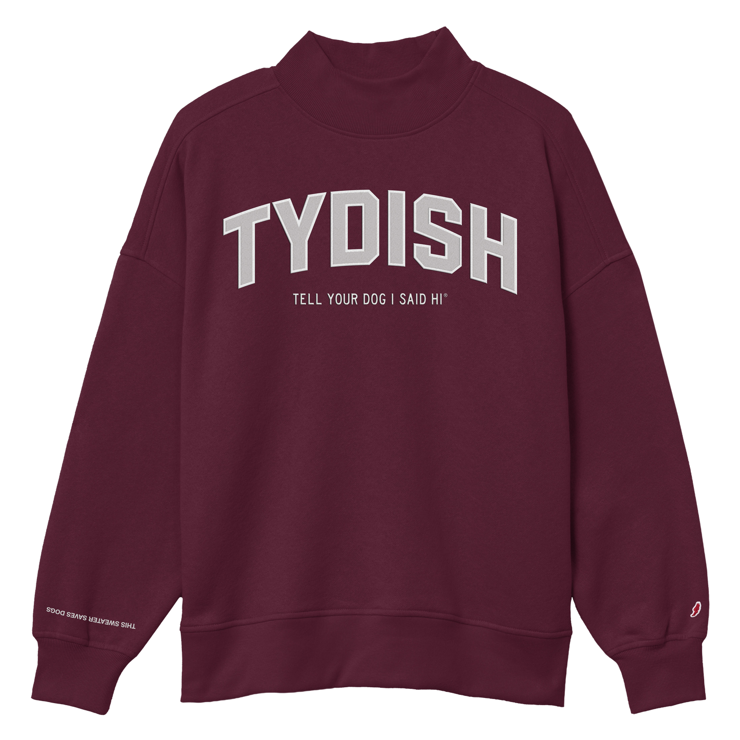 Varsity Style TYDISH Mock Neck - Maroon