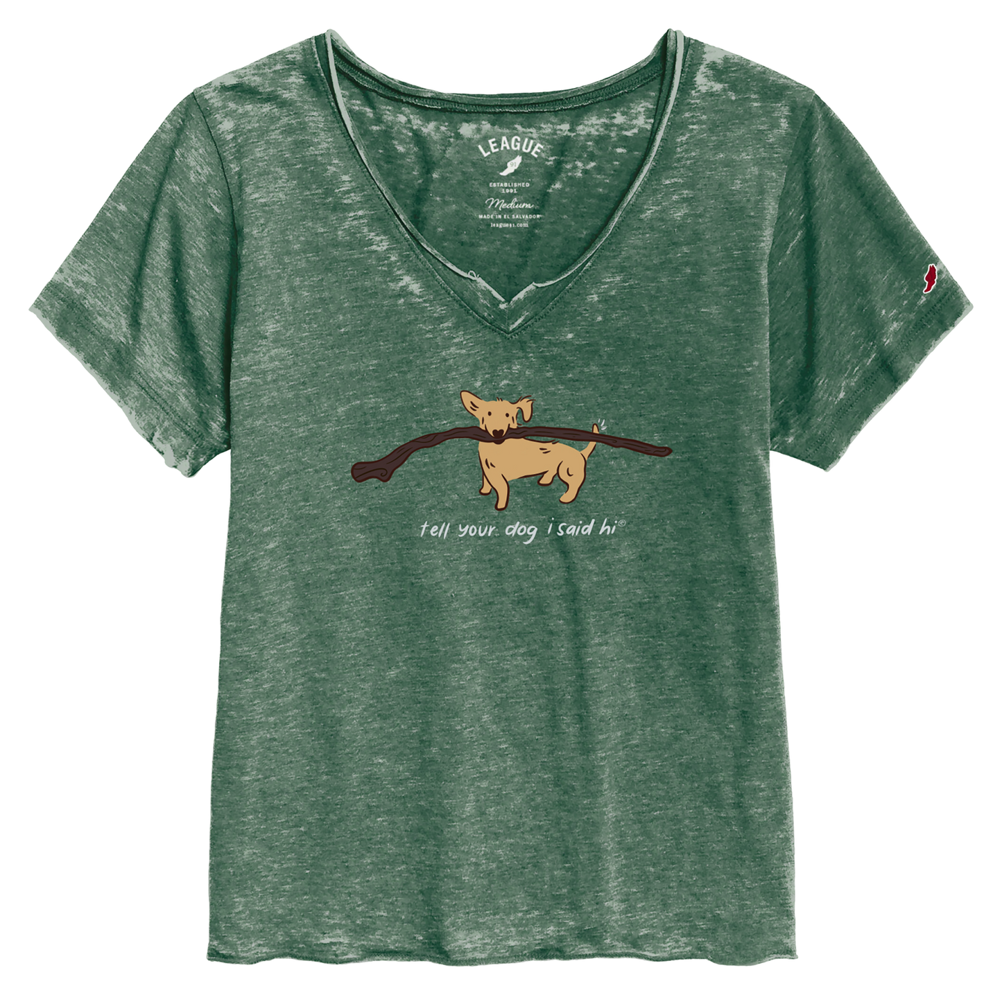 Big Stick Burnout V-Neck - Heather Dark Green