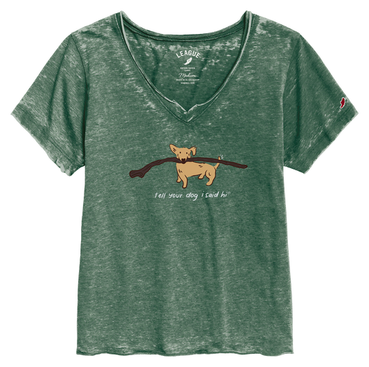 Big Stick Burnout V-Neck - Heather Dark Green