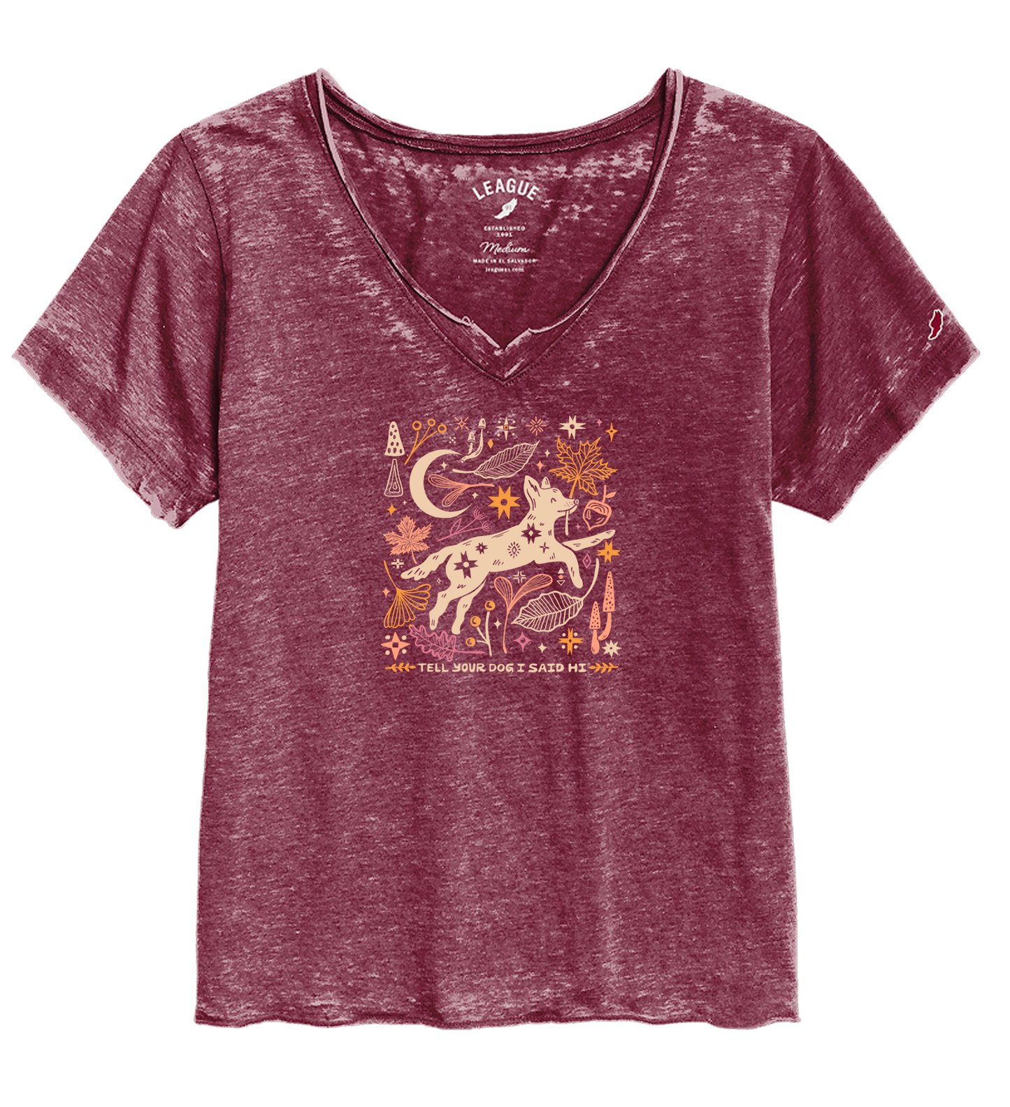 Fall Harvest Burnout V-Neck - Heather Burgundy