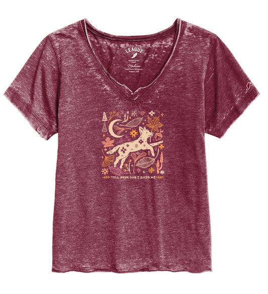 Fall Harvest Burnout V-Neck - Heather Burgundy