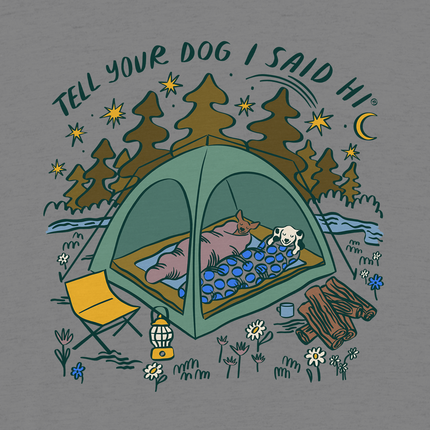 Camping Dogs Lightweight Hoodie - Gunmetal Heather