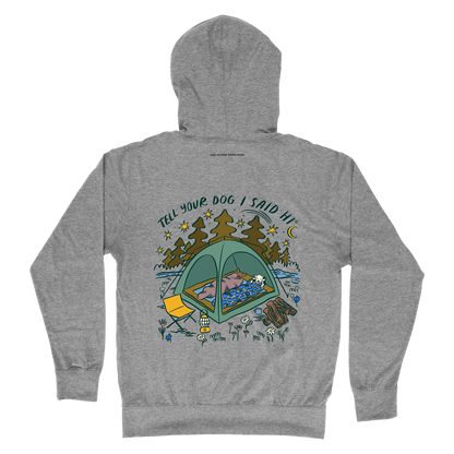 Camping Dogs Lightweight Hoodie - Gunmetal Heather