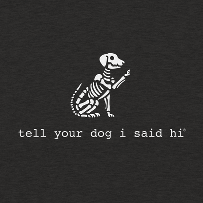 Skeleton Waving Dog Lightweight Hoodie - Charcoal Heather