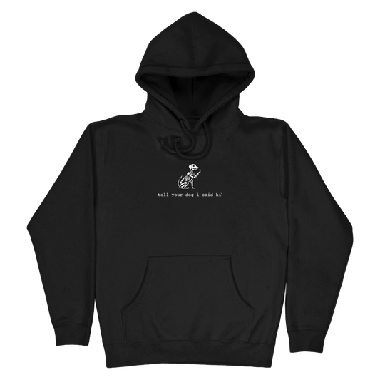 Skeleton Waving Dog Hoodie - Black
