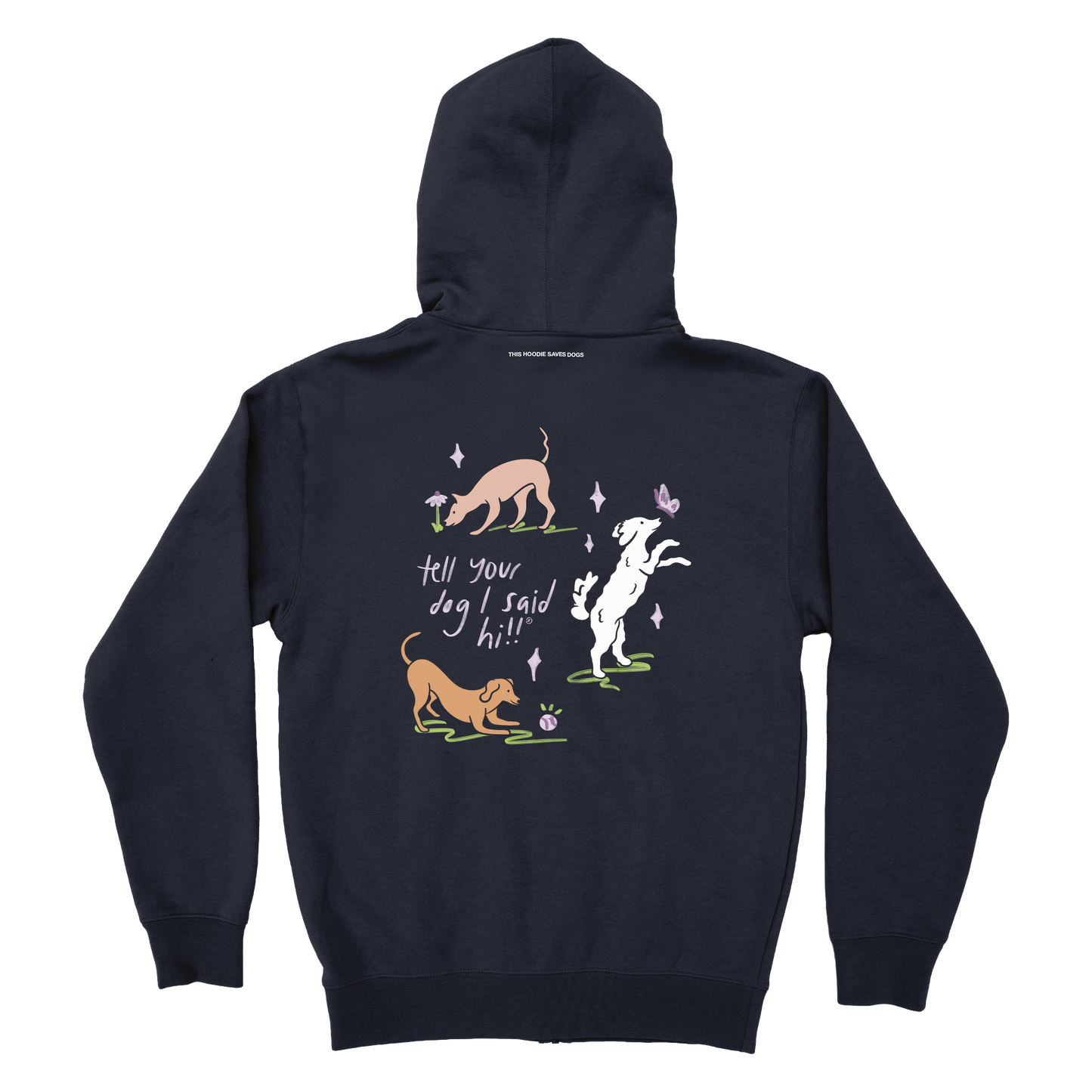 Playful Pups Zip Hoodie - Navy