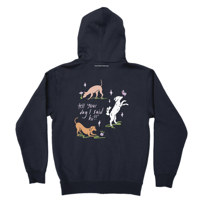 Playful Pups Zip Hoodie - Navy