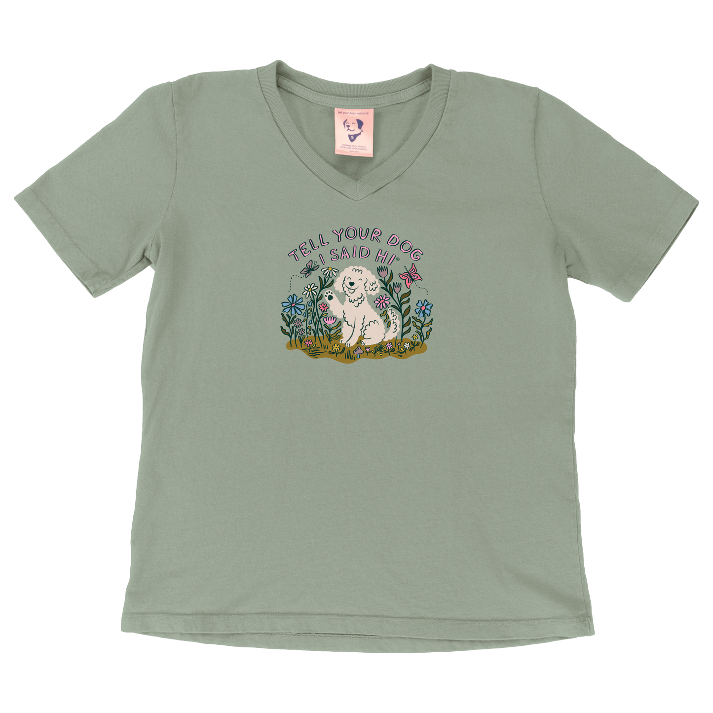 Hello Spring Womens V-Neck - Sage