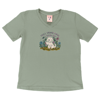 Hello Spring Womens V-Neck - Sage