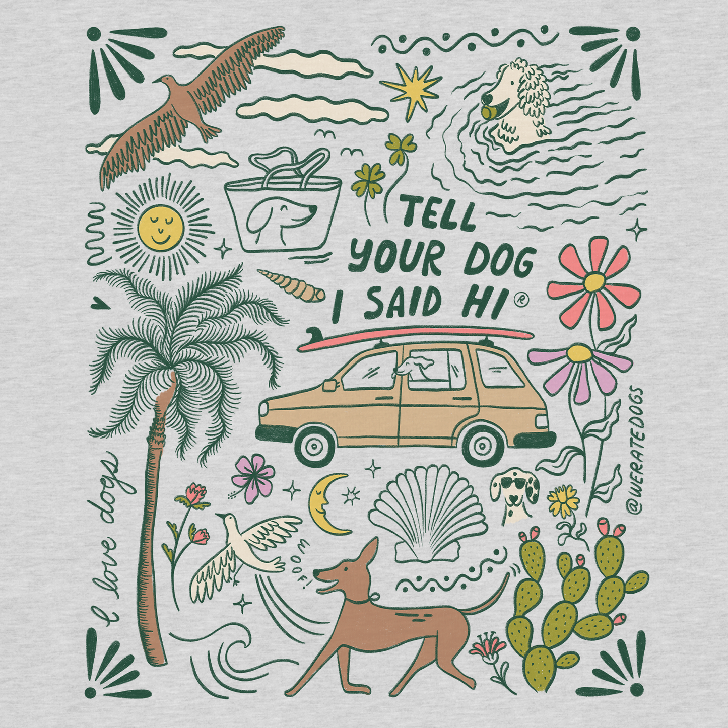 Road Trip Doodles Zip Hoodie - Ash Grey