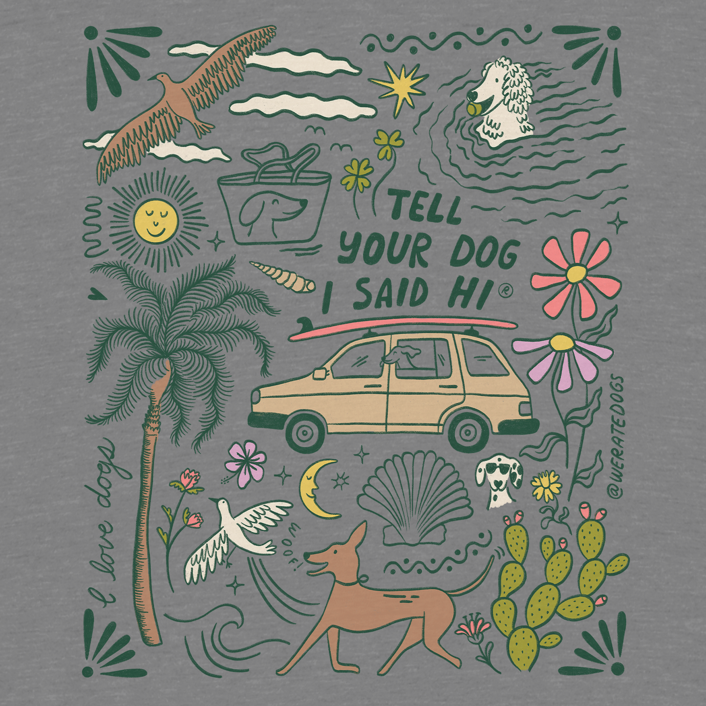 Roadtrip Doodles Lightweight Hoodie - Gunmetal Heather