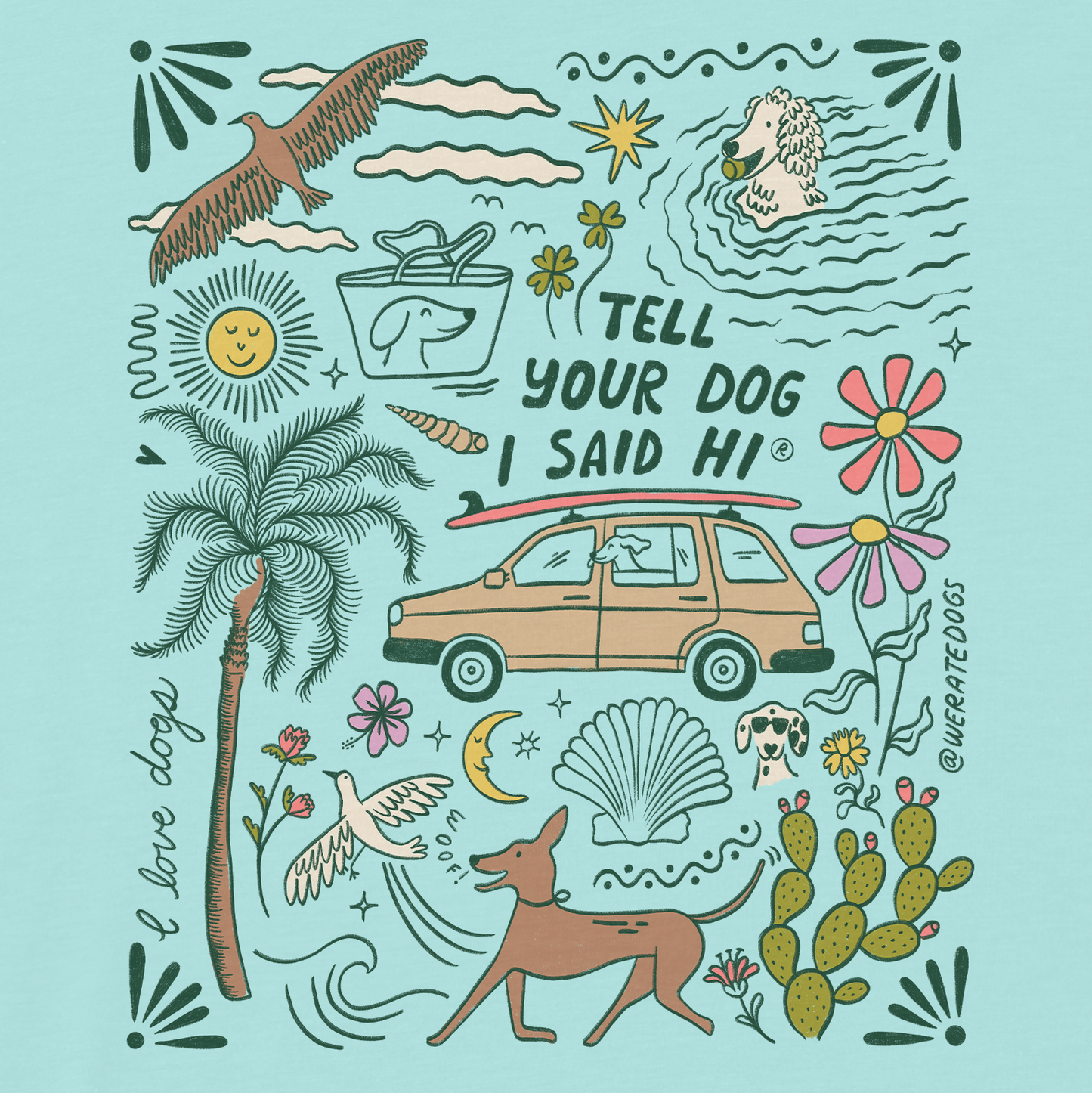 Roadtrip Doodles Crop Top - Mint